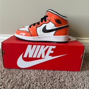 Nike High-Top Sneakers in Orange, White, and Black